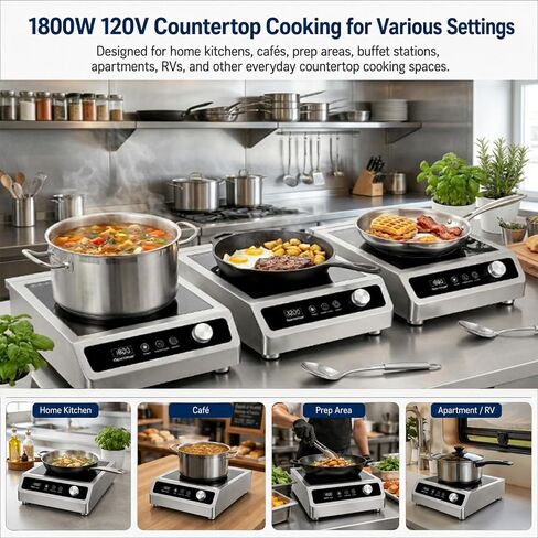 1800W Commercial Induction Cooktop, 120V Large Induction Burner in Saudi Arabia