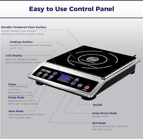 OSTBA Portable Induction Cooktop 1800W, Countertop Induction Burner in Kuwait