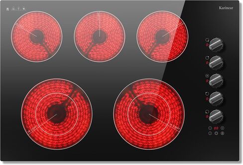 Karinear 30 Inch Electric Cooktop, Beige-gray Glass Cermaic Radiant Stove in Kuwait