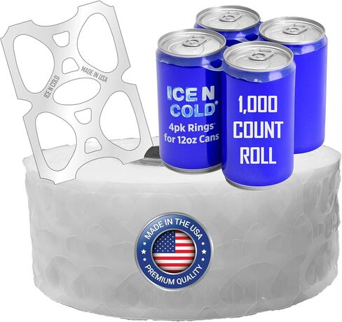 ICE N COLD 4-Pack Rings Universal Fit - Fits all 12oz Beer/Soda Cans | FAST SAME DAY SHIPPING (1,700ct Pre-Cut) in Kuwait