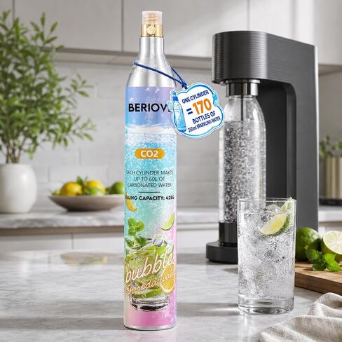 CO2 Cylinder for Soda Maker: 60L Durable CO2 Cartridges for Screw-In Soda Makers Compatible, Exchange Carbonator & Sparkling Water - Carbonates Any Drink with Threaded Cylinders (1PCS) in Saudi Arabia