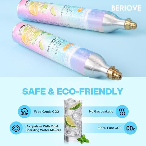 CO2 Cylinder for Soda Maker: 60L Durable CO2 Cartridges for Screw-In Soda Makers Compatible, Exchange Carbonator & Sparkling Water - Carbonates Any Drink with Threaded Cylinders (1PCS) in Saudi Arabia