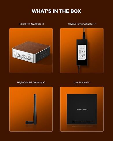 Qlearsoul HiCore H2 Bluetooth 5.4 Hi-Fi Stereo Amplifier — TI TPA3255 Class D, 100W x2 (@4Ω) Rated Output, Anti-Hijack BT Mode, RCA/AUX/BT 3-Input Hub for Passive Speakers, Includes 30V/5A Adapter in Saudi Arabia