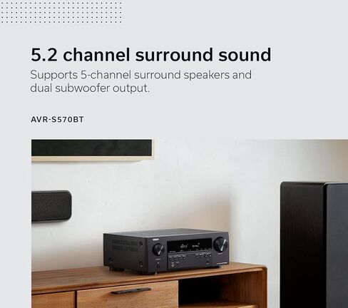 Denon AVR-S570BT (2022 Model) 5.2 Channel AV Receiver - 8K Ultra HD Audio & Video, Enhanced Gaming Experience, Wireless Streaming via Built-in Bluetooth, (4) 8K HDMI Inputs, Supports eARC (Renewed) in Saudi Arabia
