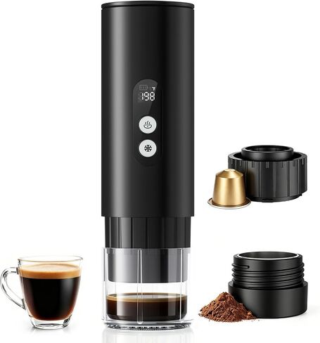 Portable Espresso Machine,15 Bar 2-In-1 Coffee Maker,Self-Heating USB-C Coffee Machine for Travel,Camping,RV, Hiking,Office,Black in Kuwait