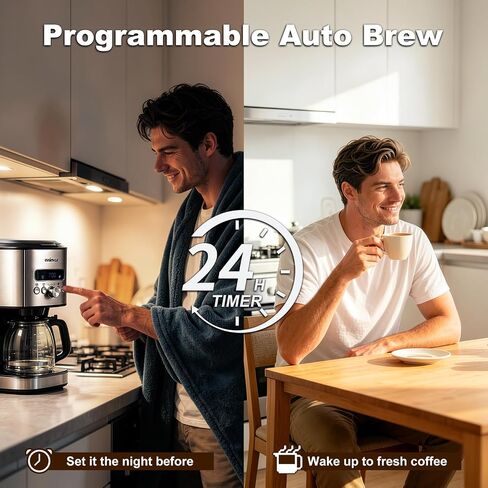 CUSIMAX Drip Coffee Maker 12 Cup Programmable Coffee Machine with 24H Timer, LCD Screen & Easy Control Dial, Brew Pause, Aroma Selector, Keep Warm Glass Carafe Coffee Makers, Magnetic Scoop in Saudi Arabia