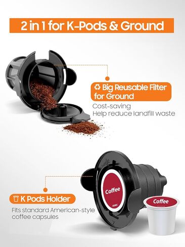 Horavie Single Serve Coffee Maker, Hot and Iced Coffee Maker for Pod and Ground, 6 to 14 Oz Brew Sizes Single Cup Coffee Maker with Descaling Alert, Ideal for Home, Travel, RV and Dorm,Black in Saudi Arabia