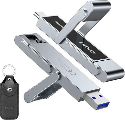محرك أقراص فلاش USB مزدوج عالي السرعة EAGET سعة 512 جيجابايت، يصل إلى 2100 ميجابايت/ثانية، SSD محمول مع USB 3.2 + USB-C، إطار معدني وتصميم نافذة شفافة، شريحة ذاكرة خارجية لهاتف iPhone 15/16/17، Android، الكمبيوتر الشخصي، Mac in Kuwait