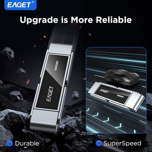 محرك أقراص فلاش USB مزدوج عالي السرعة EAGET سعة 512 جيجابايت، يصل إلى 2100 ميجابايت/ثانية، SSD محمول مع USB 3.2 + USB-C، إطار معدني وتصميم نافذة شفافة، شريحة ذاكرة خارجية لهاتف iPhone 15/16/17، Android، الكمبيوتر الشخصي، Mac in Kuwait