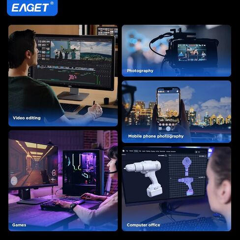 محرك أقراص فلاش USB مزدوج عالي السرعة EAGET سعة 512 جيجابايت، يصل إلى 2100 ميجابايت/ثانية، SSD محمول مع USB 3.2 + USB-C، إطار معدني وتصميم نافذة شفافة، شريحة ذاكرة خارجية لهاتف iPhone 15/16/17، Android، الكمبيوتر الشخصي، Mac in Kuwait