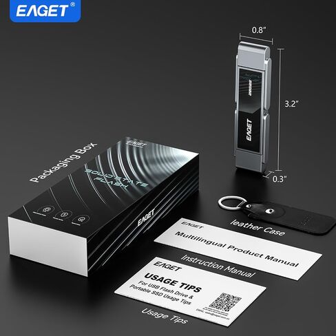 محرك أقراص فلاش USB مزدوج عالي السرعة EAGET سعة 512 جيجابايت، يصل إلى 2100 ميجابايت/ثانية، SSD محمول مع USB 3.2 + USB-C، إطار معدني وتصميم نافذة شفافة، شريحة ذاكرة خارجية لهاتف iPhone 15/16/17، Android، الكمبيوتر الشخصي، Mac in Kuwait
