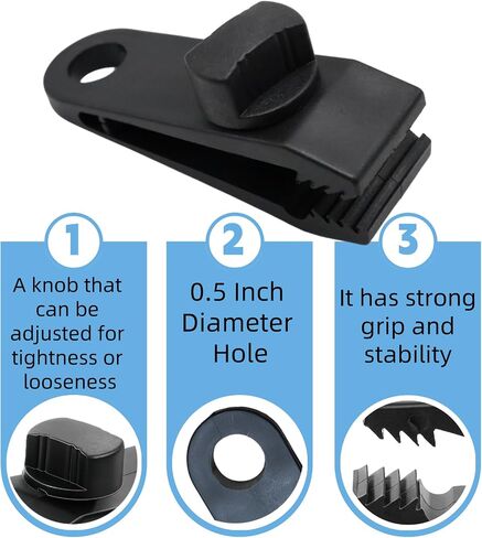 Heavy Duty Tarp Clips with Adjustable Screw Lock Grip, Bungee Cords & Non-Rust Metal Tent Stakes - Large Camping Stakes (24 Pcs) for Tarps, Pool Covers, Awnings, Outdoor Camping & More in Saudi Arabia
