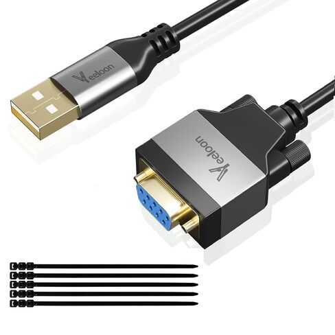 USB 2.0 to Serial Adapter (FTDI Chipset), 1 FT USB A to RS232 Female DB9 Pin Converter Serial Cable with Cable Ties for Windows 11, 10, 8.1, 8, 7, Vista, XP, 2000, Linux and Mac OS X, Mac OS in Saudi Arabia