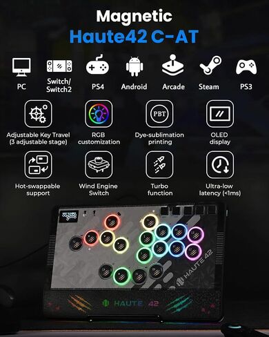 Haute42 C-AT Leverless Controller, Hot Swap Arcade Fightstick for PC/Switch in Saudi Arabia