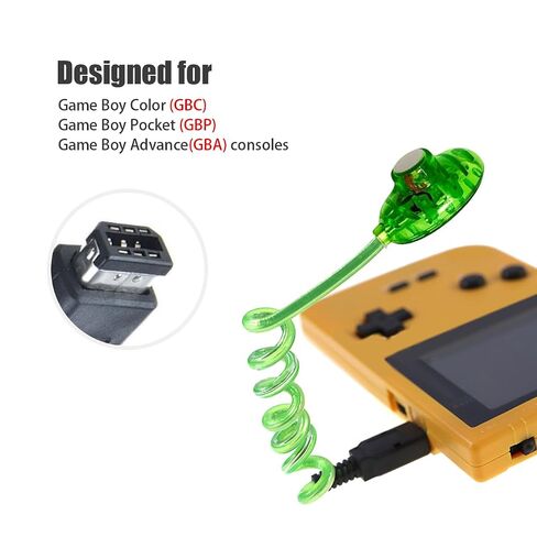 GBC GBP GBA Worm Light - مصباح شاشة LED مرن لألعاب Game Boy Color ووحدات التحكم الجيبية والمتقدمة، مدعوم بمنفذ وحدة التحكم، بدون بطاريات إضافية، ألوان متنوعة in Kuwait