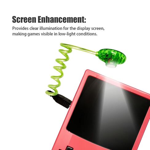 GBC GBP GBA Worm Light - مصباح شاشة LED مرن لألعاب Game Boy Color ووحدات التحكم الجيبية والمتقدمة، مدعوم بمنفذ وحدة التحكم، بدون بطاريات إضافية، ألوان متنوعة in Kuwait