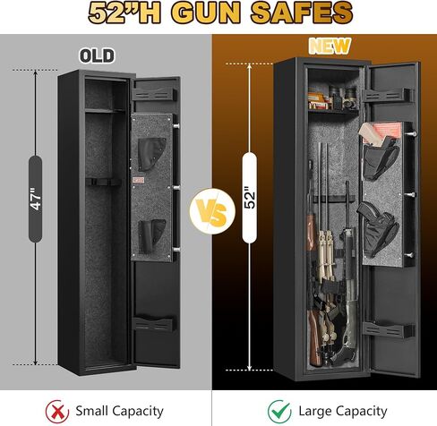 [No Assembly Required] 2-3 Gun Safes for Rifles, Long Gun Safe with 3 Unlock Methods, Rifle Safe with Removable Shelf and Anti-Theft Alarm, Gun Cabinet with LED for Living Room and Garage in Saudi Arabia