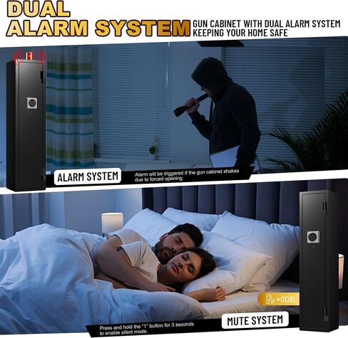 [No Assembly Required] 2-3 Gun Safes for Rifles, Long Gun Safe with 3 Unlock Methods, Rifle Safe with Removable Shelf and Anti-Theft Alarm, Gun Cabinet with LED for Living Room and Garage in Saudi Arabia