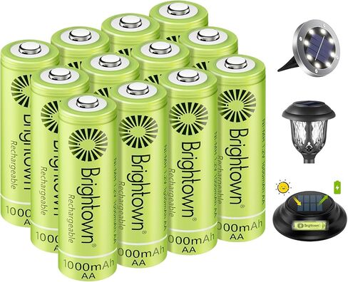 Brightown 12 Pack Rechargeable AA Batteries, 1000mAh 1.2V NiMH in Kuwait