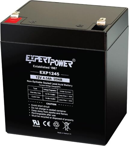 ExpertPower EXP1245-12V 4.5Ah Rechargeable SLA Battery for Security System, UPS, Garage Door Opener Replacement, Fire Alarm Batteries, Sealed Lead Acid, 12V Battery Backup in Saudi Arabia