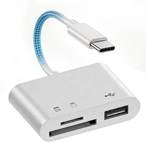 USB‑C 3‑in‑1 USB 3.0 SD/Micro SD TF Card Reader with Dual Slots & USB‑A Port, High Speed Memory Card Adapter for iPhone 15/16/17 Pro Max, iPad, Mac MacBook Pro/Air, Android Type‑C Laptops in Saudi Arabia