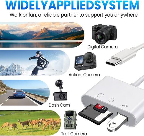 USB‑C 3‑in‑1 USB 3.0 SD/Micro SD TF Card Reader with Dual Slots & USB‑A Port, High Speed Memory Card Adapter for iPhone 15/16/17 Pro Max, iPad, Mac MacBook Pro/Air, Android Type‑C Laptops in Saudi Arabia