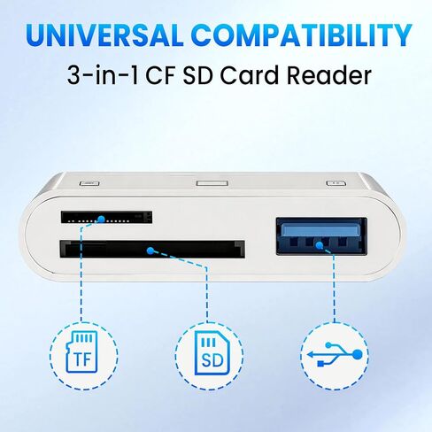 USB‑C 3‑in‑1 USB 3.0 SD/Micro SD TF Card Reader with Dual Slots & USB‑A Port, High Speed Memory Card Adapter for iPhone 15/16/17 Pro Max, iPad, Mac MacBook Pro/Air, Android Type‑C Laptops in Saudi Arabia