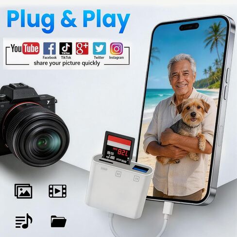 USB‑C 3‑in‑1 USB 3.0 SD/Micro SD TF Card Reader with Dual Slots & USB‑A Port, High Speed Memory Card Adapter for iPhone 15/16/17 Pro Max, iPad, Mac MacBook Pro/Air, Android Type‑C Laptops in Saudi Arabia