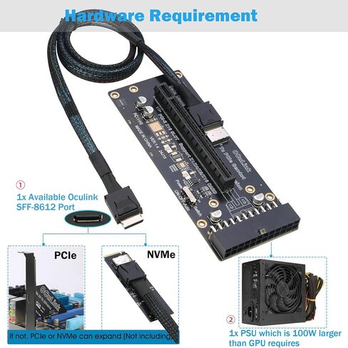 RIITOP Oculink eGPU Adapter, OCuLink SFF-8612 to PCIe x16 Card with Cable for eGPU in Saudi Arabia