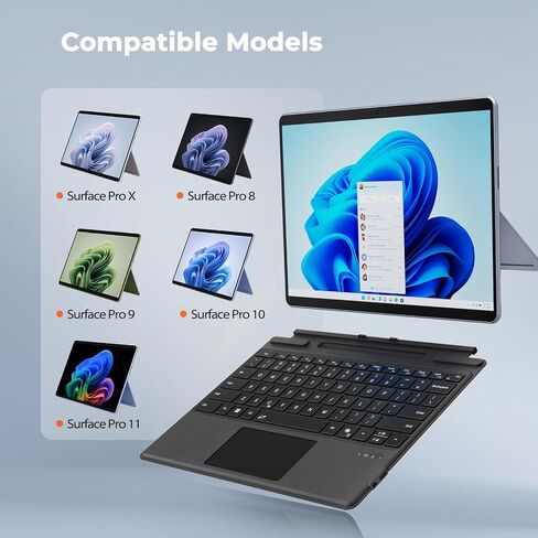 Surface Pro 11/10/9/8 Keyboard, Bluetooth Backlit Type Cover With Trackpad in Saudi Arabia