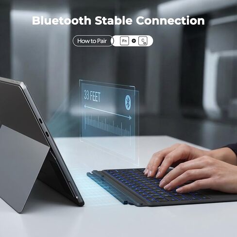Surface Pro 11/10/9/8 Keyboard, Bluetooth Backlit Type Cover With Trackpad in Saudi Arabia