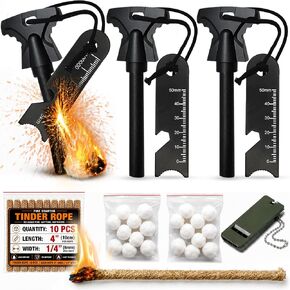 34PCS Fire Starter Survival Kit with 3 Ferro Rods & Striker Tinder in Kuwait