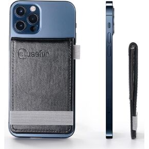 Stick-On Phone Wallet for Back of iPhone or Android Case | 6 Sleeve Credit Card Holder - Pocket for Cards, Money & ID - Built-in Stand - Waterproof Material - Travel, Work & Life-Proof - Black in Saudi Arabia