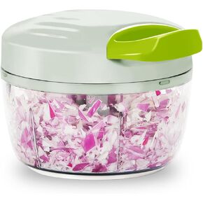 Manual Food Processor & Vegetable Chopper Green - 2.3 Cup Mini Hand-Pull Cord Kitchen Chopper for Onion, Garlic, Vegetables with 3 Stainless Steel Blades in Kuwait