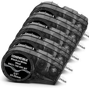 5-Pack Compatible M21-500-595-WT All-Weather Vinyl Label White .5'' W 21' L in Saudi Arabia
