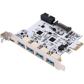 بطاقة توسيع PCIe USB 5 × USB3.0 + 1 × منفذ USB3.1 (أبيض) in Kuwait