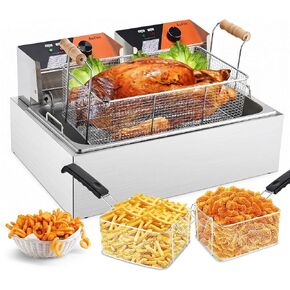 Commercial Deep Fryer,22.7QT Countertop Fryer with 3 Baskets for Restaurant in Kuwait
