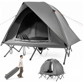 LDAILY 2 Person Tent Cot, Camping Cot Tent Combo with Portable Roller Carry Bag and Waterproof Rainfly, Elevated Tent Camping Bed Combo for Outdoor Camping and Hiking Enthusiasts in Saudi Arabia