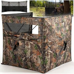 HUNTSEN 3&4 Panel See Through Hunting Blind for Turkey - Lightweight Portable Pop Up Ground Blind with Silent Sliding Windows Carrying Bag - Easy-Setup Camouflage Concealed Ground Blinds for Hunting in Kuwait