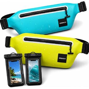 DRENCH Waterproof Waist Pack Bundle – Blue + Yellow, 2 Waterproof Fanny Packs + 2 Floating Phone Pouches, IPX8 Waterproof Dry Bags for Lake, Beach, Boating & Travel in Kuwait