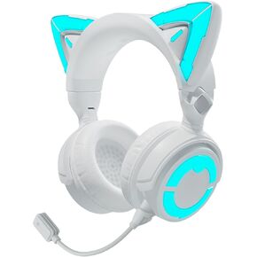 YOWU Cat Ear Headphones 4GS - RGB Gaming Headset with Mic & 2.4G USB/Type C Dongle for PC/PS4/PS5/XBOX/Switch, Wired/Wireless Bluetooth Headphones(Black) in Kuwait