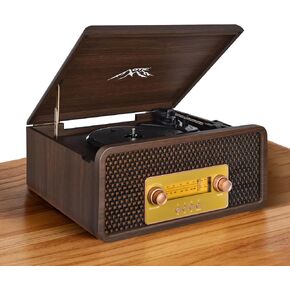 OTIC Vinyl Record Player with Built-in Speakers & Bluetooth, Retro Wood in Saudi Arabia