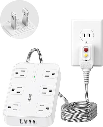 LENCENT 2 Prong Surge Protector Power Strip, 6 Ft Flat Plug Extension Cord in Kuwait