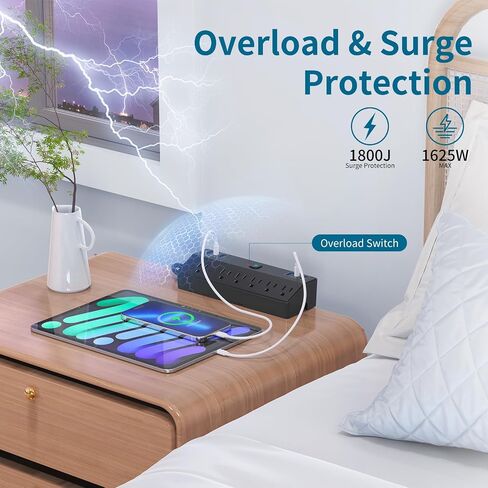 Desk Clamp Power Strip 10FT, 40W Total Fast Charging Station, Black in Kuwait