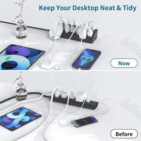 Desk Clamp Power Strip 10FT, 40W Total Fast Charging Station, Black in Kuwait
