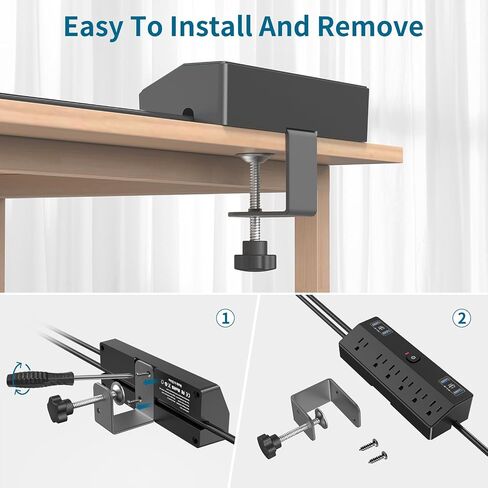 Desk Clamp Power Strip 10FT, 40W Total Fast Charging Station, Black in Kuwait