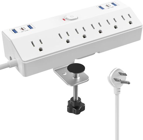 Desk Clamp Power Strip 10FT, 40W Total Fast Charging Station, Black in Kuwait