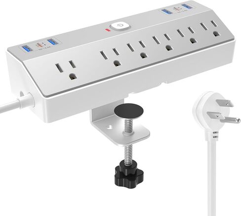 Desk Clamp Power Strip 10FT, 40W Total Fast Charging Station, Black in Kuwait