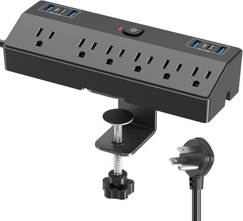 Desk Clamp Power Strip 10FT, 40W Total Fast Charging Station, Black in Kuwait