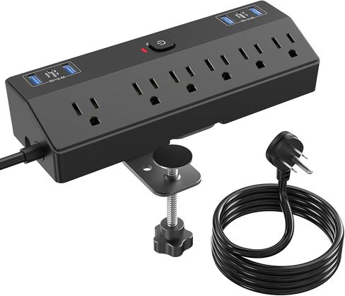 Desk Clamp Power Strip 10FT, 40W Total Fast Charging Station, Black in Kuwait